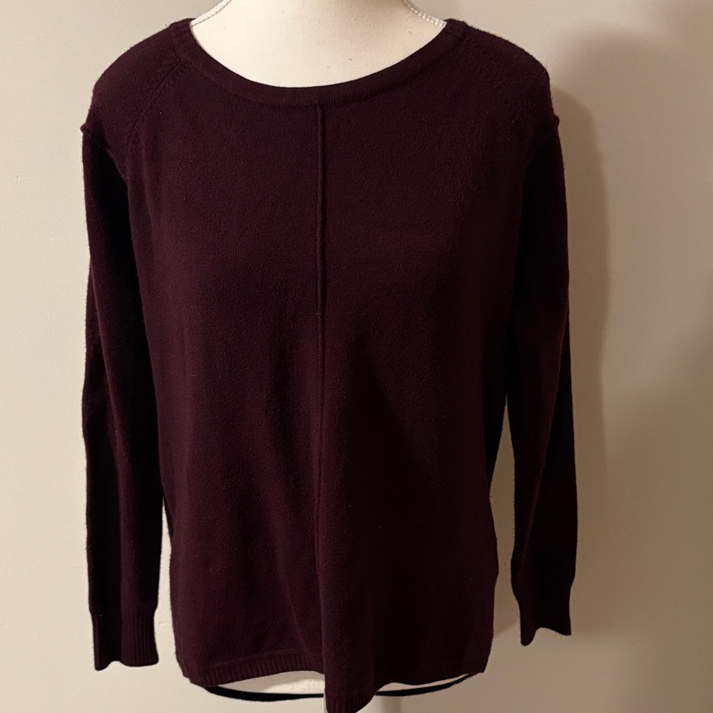French Connection Dark Purple Burgundy Long Sleeve Sweater. Size Small